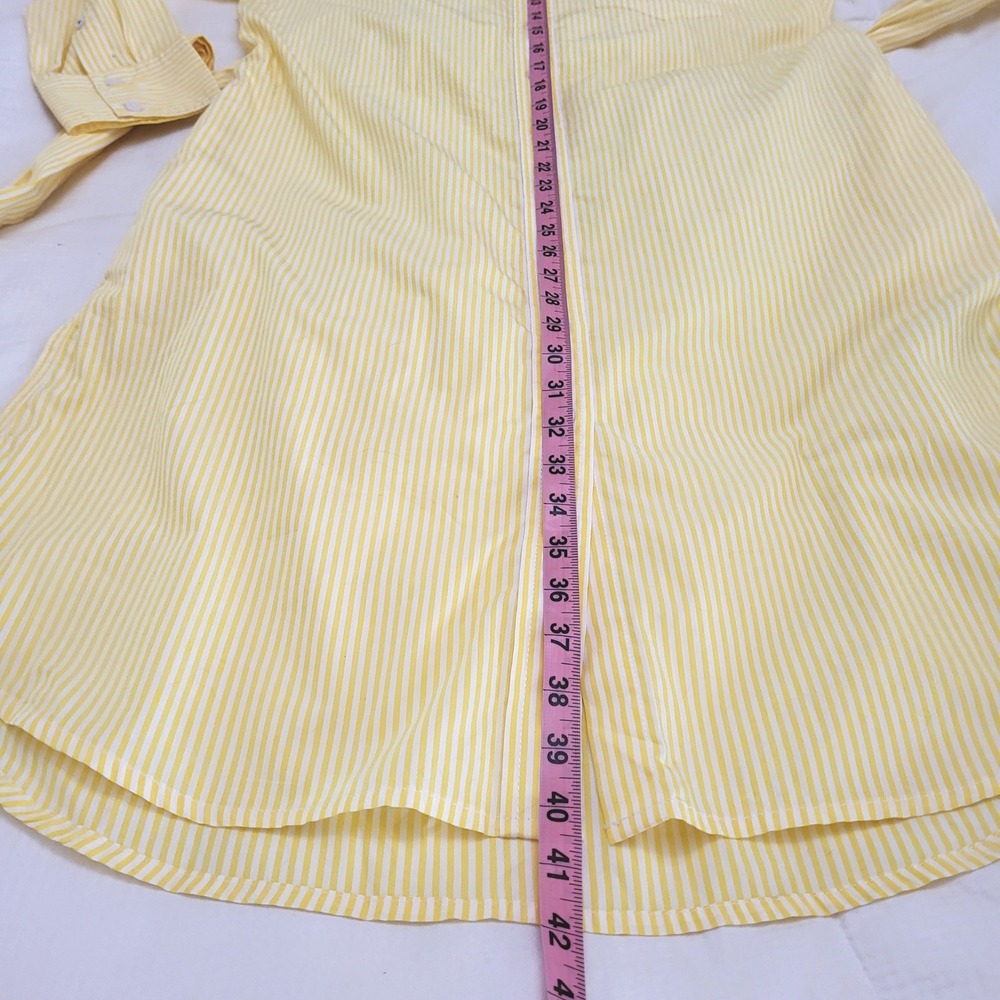 J. Crew Yellow Stripe Poplin Tie Belt Americana Countrycore Shirt Dress 12P - Picture 8 of 8
